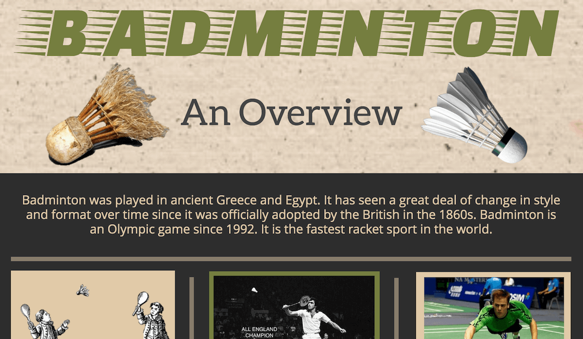 Badminton Infographics header